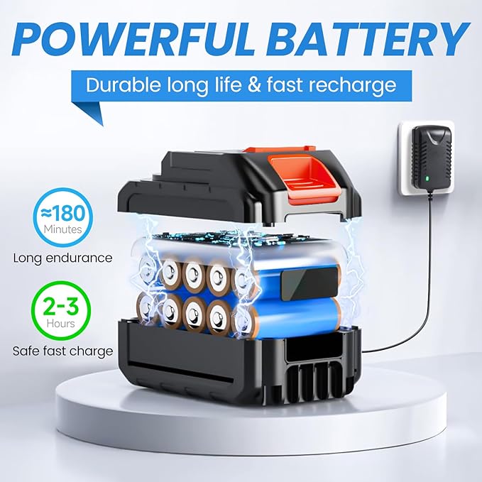Idropulitrice a Batteria 21V con 2 Batterie – Portatile, Ugello 6 in 1